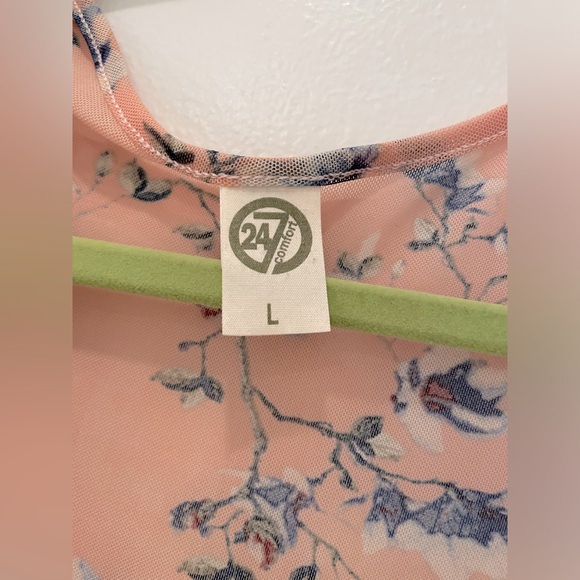 24/7 Comfort Sheer Pink Floral Kimono Draped Cardigan: Boho, Flowy, Fun - Picture 5 of 7